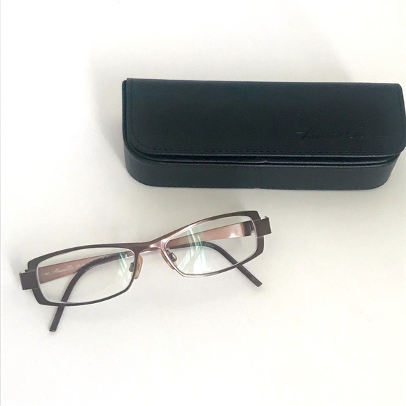 Kenneth Cole 544 J78 Small Rectangular Bronze Eyeglass Frames Vtg Made in Italy - Picture 1 of 17